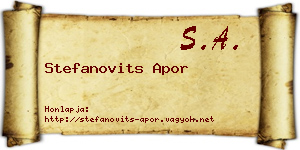 Stefanovits Apor névjegykártya